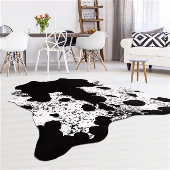 Faux Cowhide Rug 3.6 x2.3 Feet,Cute Cow Hide Rug for Living Room Bedroom Western - Picture 3 of 7